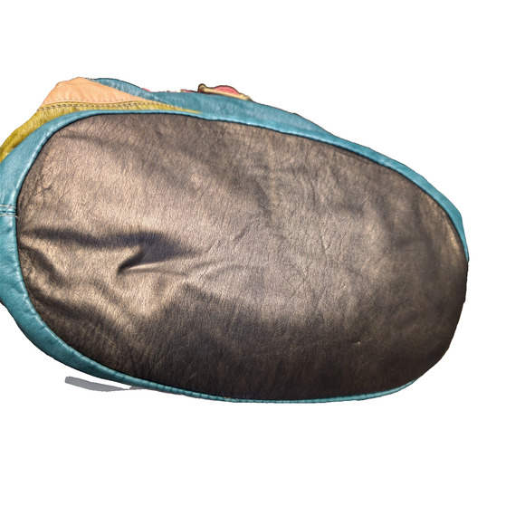 J & E New York Handbag Multi-Colored Stripes Soft Leather Metallic Handle - Picture 5 of 10